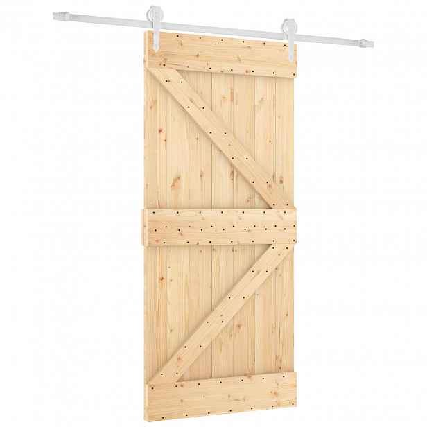 vidaXL Posuvné dveře 95 x 210 cm Masivní borové dřevo (neupravené)