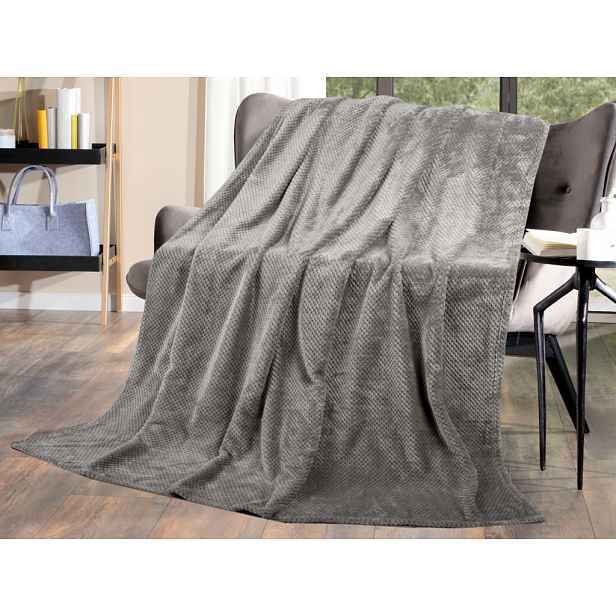 Flanelová deka Cashmere Dots 220x240 cm, šedá