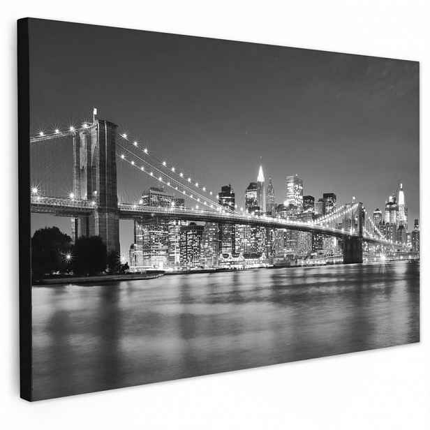 MuchoWow OBRAZ NA PLÁTNĚ New York - Most - Brooklyn - Černobílý - Architektura 90x60 cm