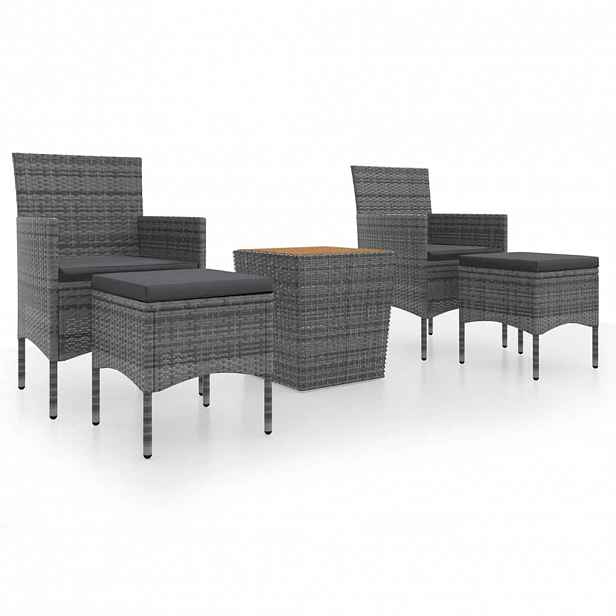 vidaXL 5dílný zahradní bistro set polyratan a masivní akácie šedý