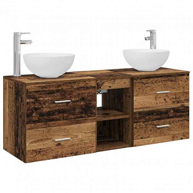 vidaXL Sada koupelnových skříněk 3 ks Staré dřevo 49,5 x 41 x 64,5 cm