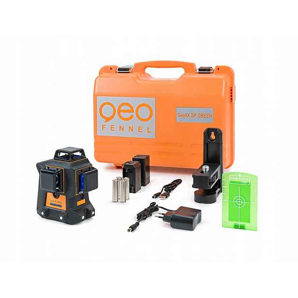 Zelený plochý křížový laser 3x360° v kufru Geo-Fennel Geo6X