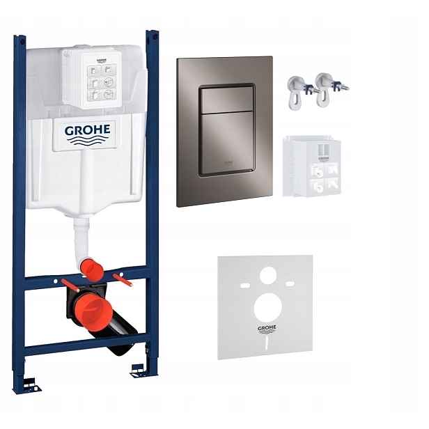 Kompletní podomítkový Wc set – rám Grohe tlačítko Grafitový lesk