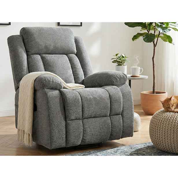 Křeslo s elektrickým polohováním Christine, šedá látka