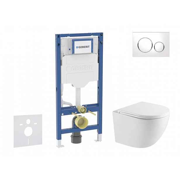 Geberit Duofix - Set předstěnové instalace, klozetu Oudee a sedátka softclose, tlačítko Sigma20, bílá/chrom SANI11CA3196