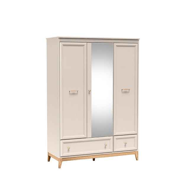 MASSENO ŠATNÍ SKŘÍŇ S OTOČNÝMI DVEŘMI CUNEO, 135,5/193/54,6 cm 3dveřová se zrcadlem, kašmírová