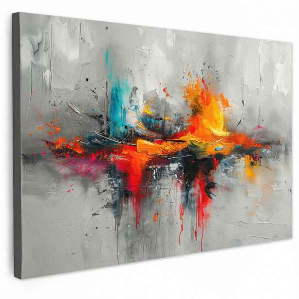 MuchoWow OBRAZ NA PLÁTNĚ Moderní umění - Oranžová - Šedá - Abstraktní 30x20 cm