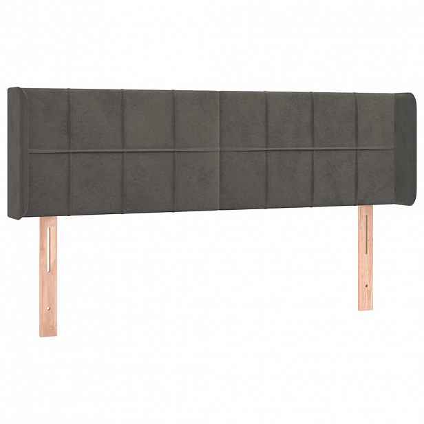 vidaXL Čelo postele typu ušák tmavě šedé 147x16x78/88 cm samet
