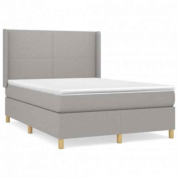 vidaXL Box spring postel s matrací světle šedá 140 x 200 cm textil