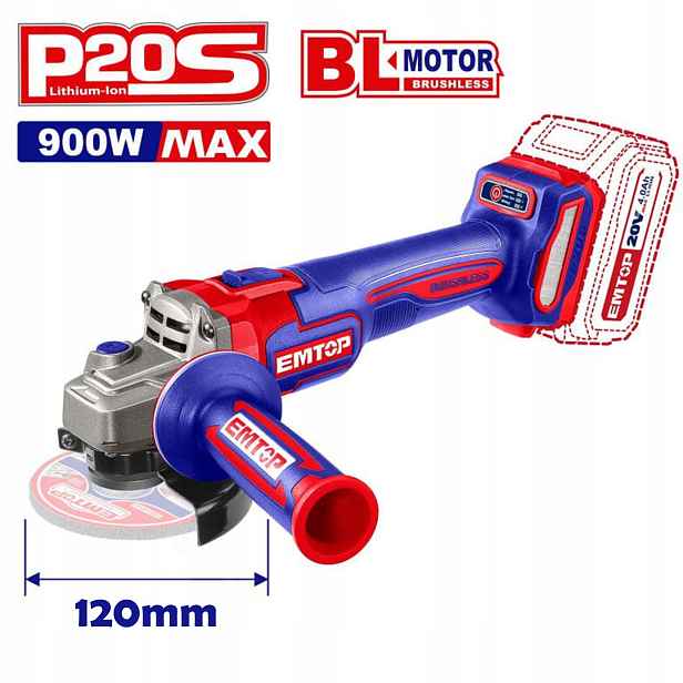Emtop Aku Úhlová bruska 125mm 20V ELAG27153E (tělo, karton)
