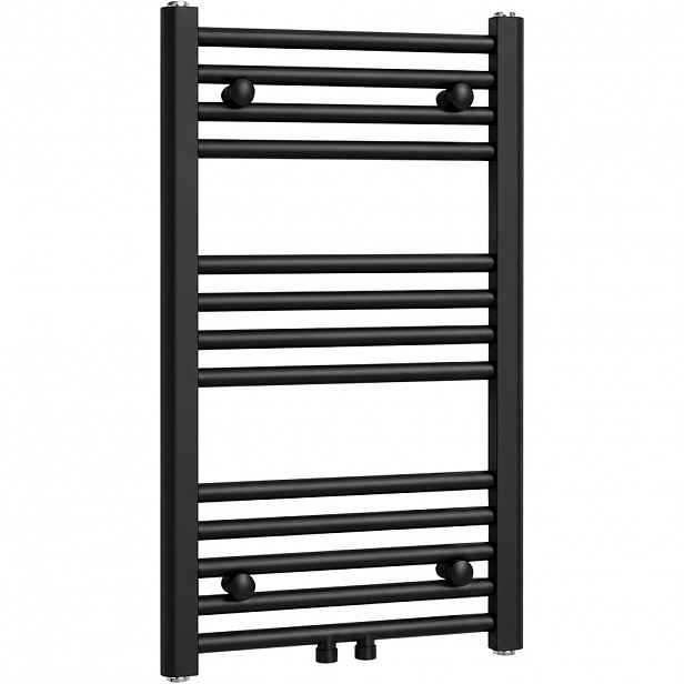 Koupelnový radiátor Benito - středové připojení 50mm/boční - 265 W - černá matná - 700x450 mm