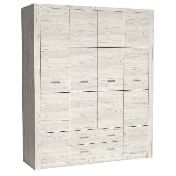 MASSENO ŠATNÍ SKŘÍŇ S OTOČNÝMI DVEŘMI ZERI, 178/214/58 cm 4dveřová, dub Bianco