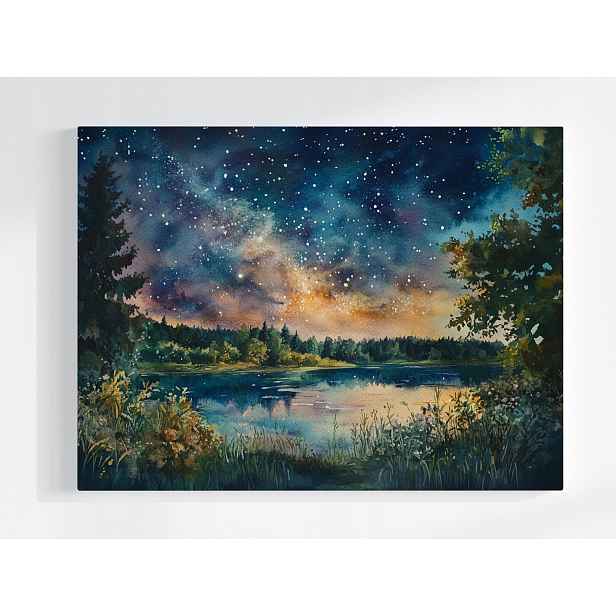 Plakát Pohled Krajina Jezero Voda Nebe Hvězdy Noc 100x75