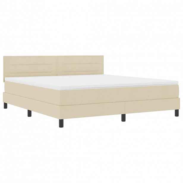 vidaXL Postel s boxspringem s LED pásky Krémová 180 x 200 cm textil