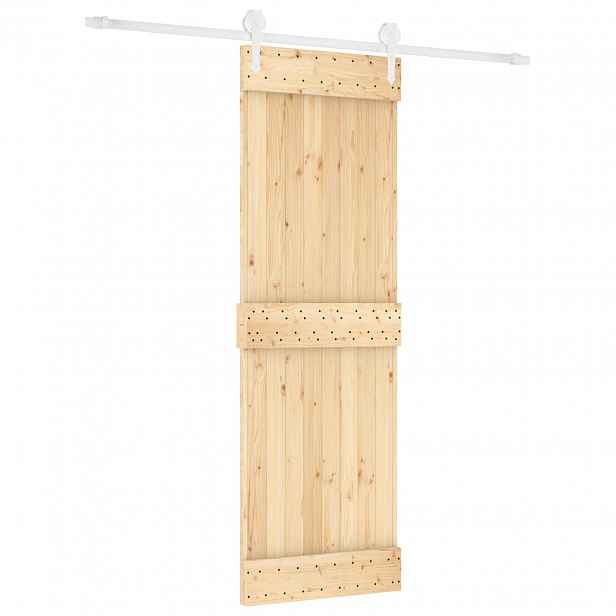 vidaXL Posuvné dveře Přírodní a bílá 70 x 210 cm Masivní borové dřevo