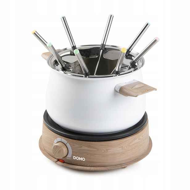 Domo DO736F Sada na fondue 2 l Elektrická 1500 W 8 vidliček Bílá dřevo