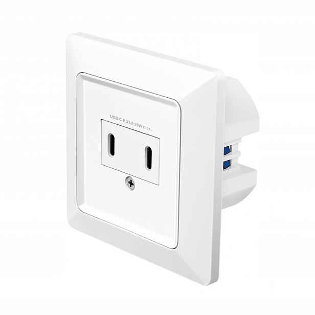 Elektrická Zásuvka 230V s nabíječkou 2xUSB-C Pd 25W Bílá LogiLink