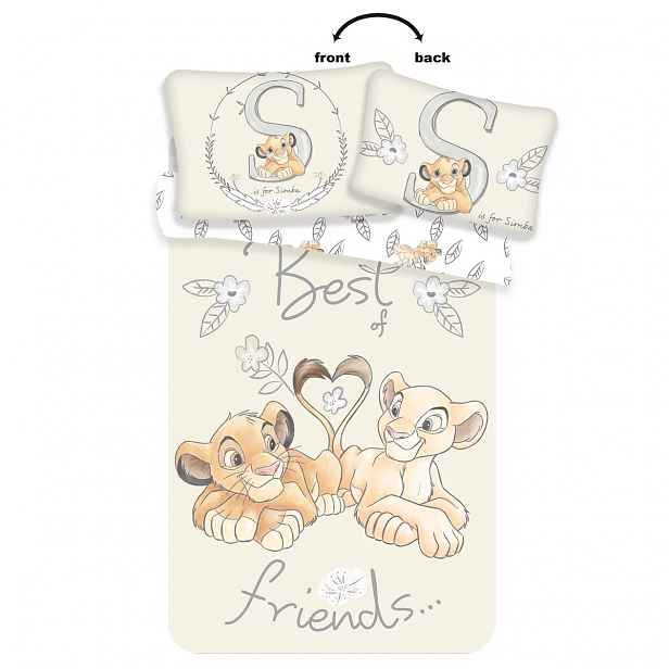 Jerry Fabrics Dětské bavlněné povlečení do postýlky Lion King best friends, 100 x 135 cm, 40 x 60 cm