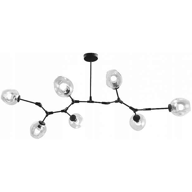 Závěsná Stropní Lampa Černé Skleněné Koule 7 E27