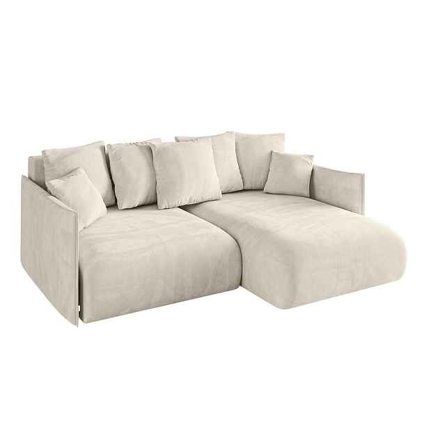 ALTDECOR ROHOVÁ SEDAČKA s funkcí spaní a otomanem, pravá ONESK-L 216x177x72 Béžová Velur