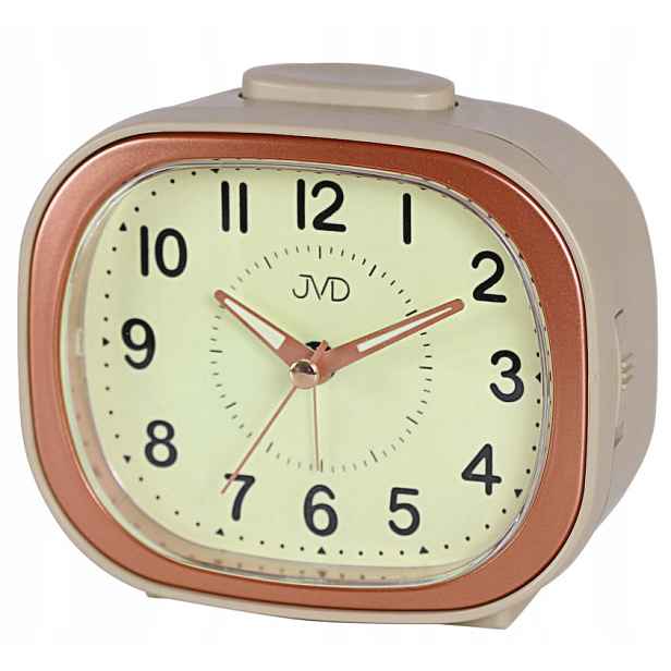 Béžový Rose Gold Podsvícený Budík Se Zdřímnutím Jvd SRP1201.2 12,5 cm
