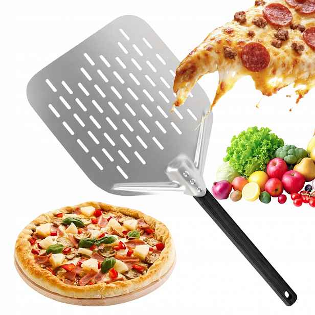 Široká Perforovaná Lopata Na Pizzu A Těsto Z Chleba Dřevěná Rukojeť 30X40 CM