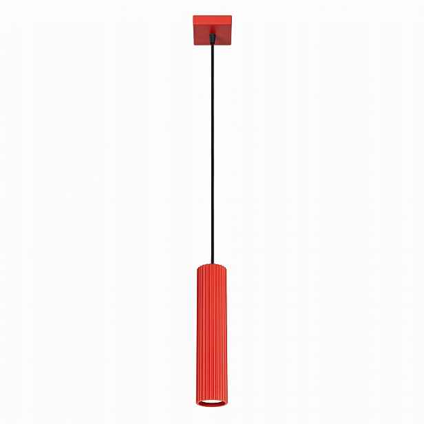 Závěsná stropní lampa Gu10 Tuba s vroubkovaným závěsem Karbon červená Sollux