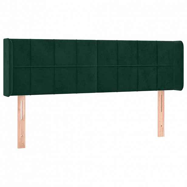 vidaXL Čelo postele typu ušák tmavě zelená 147x16x78/88 cm samet