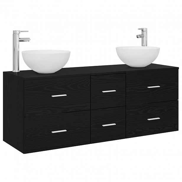vidaXL Sada koupelnových skříněk 3 ks Černý dub 49,5 x 41 x 64,5 cm