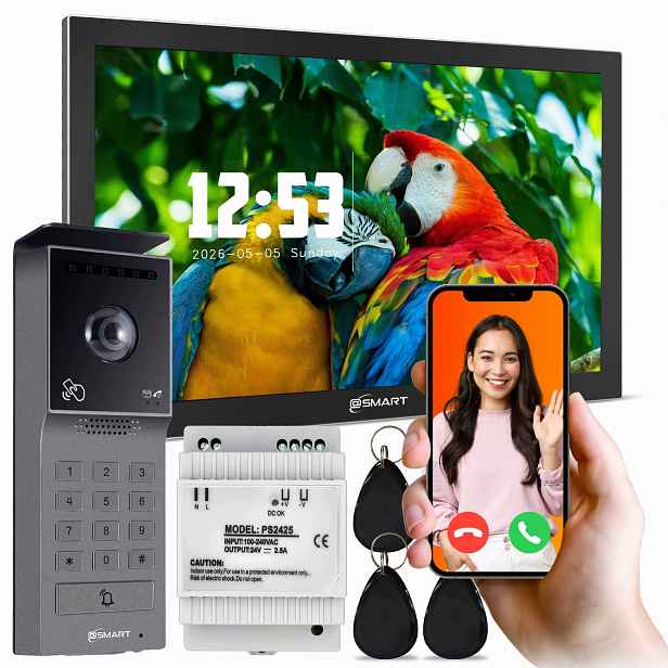Videodomofon Wifi 10" Tuya 2-žilová brána kód Obsluha App Full Hd foto