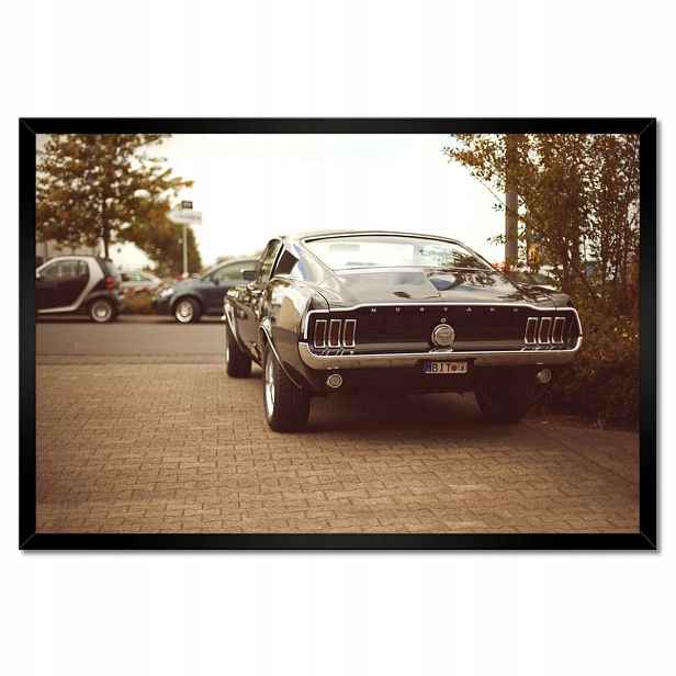 Plakáty v rámu 60x40 Ford Mustang černo-bílé