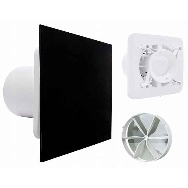 Domácí Koupelnový Ventilátor Vents FI125mm Černý Tichý 29dB Standard Ventil