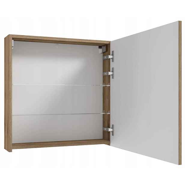Závěsná koupelnová skříňka se zrcadlem 60x60 cm dub evoke moderní zrcadlová