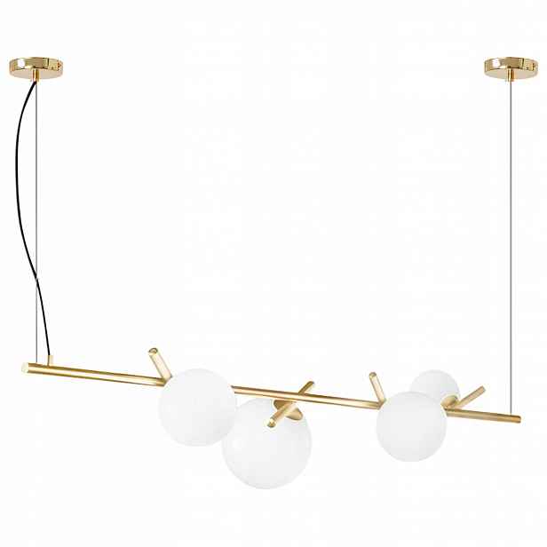 Zlatá závěsná lampa elegantní stropní lustr s bílými koulemi