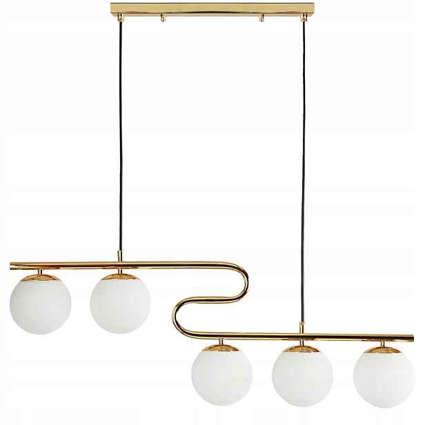 Zlatá geometrická závěsná lampa elegantní bílé koule, stropní lustr