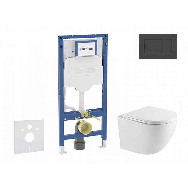 Geberit Duofix - Set předstěnové instalace, klozetu Oudee a sedátka softclose, tlačítko Sigma20, matná černá/černá SANI11CA5156