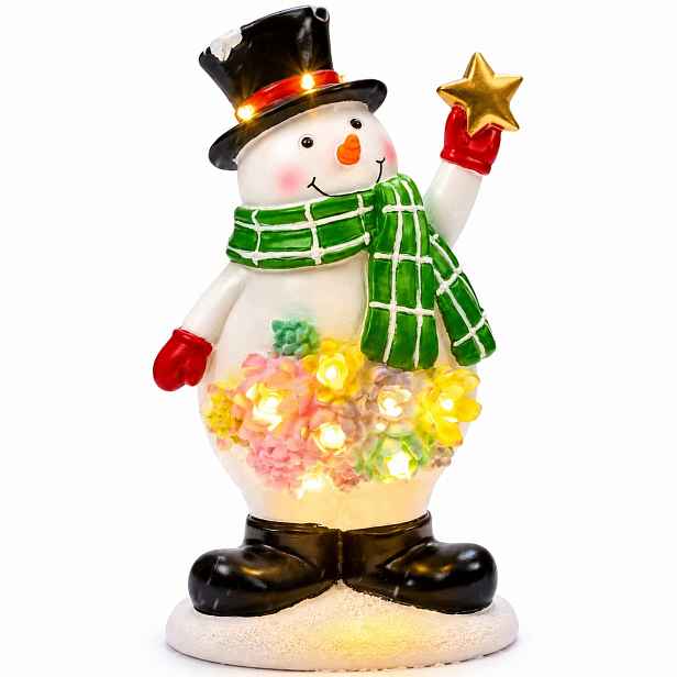 Led Solární Sněhulák Figurka 26 CM Zahradní Voděodolná 9 Diod Dekorace