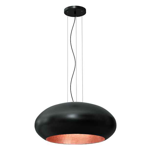 Luminex Oválná závěsná lampa Compo Ø70 cm černá s mědí E27 15W