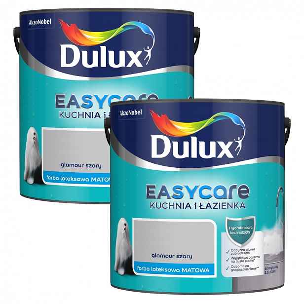 Set Dulux Easycare 2x2,5L Kuchyně & Koupelna Barva Matná Glamour Šedá 5L