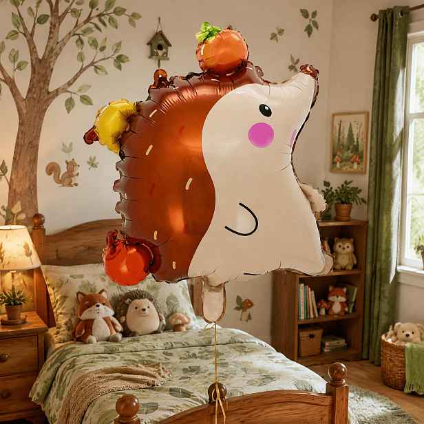 TEMU 1 Sada Hnědý Ježek Balón Metalický Fóliový Balón Farmářské Zvířata Téma Party Dekorace Mylar Balón pro Oslavu