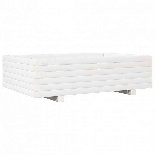 vidaXL Zahradní truhlík bílý 90 x 60 x 26,5 cm masivní borovice