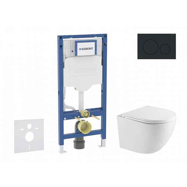 Geberit Duofix - Set předstěnové instalace, klozetu Oudee a sedátka softclose, tlačítko Sigma20, matná černá/černá SANI11CA5157