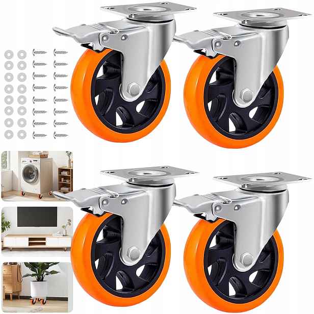 Sada Pojezdových Koleček 4 Ks 100 MM 360 Kg Pro Sklad, Dílnu