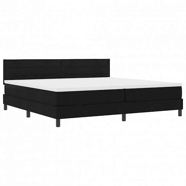 vidaXL Postel s boxspringem s LED pásky Černá 200 x 200 cm textil