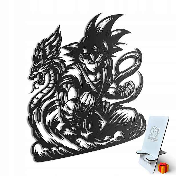 Dřevěný 3D obraz Anime Goku Dragonball Nástěnná Dekorace Dárek XL