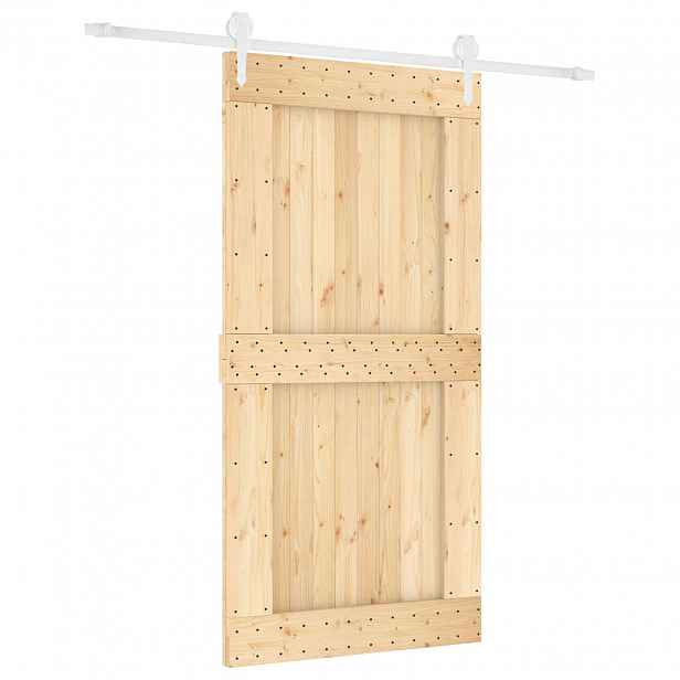 vidaXL Posuvné dveře Přírodní a bílá 100 x 210 cm Masivní borové dřevo