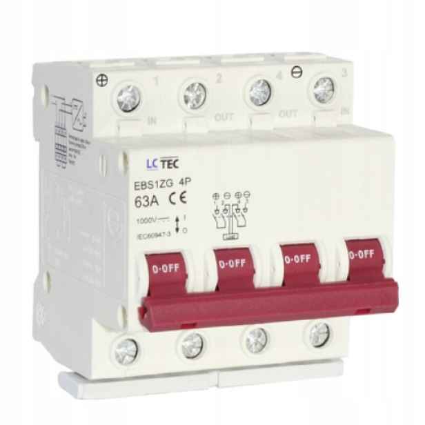 497319 EBS1ZG Modulární izolační odpojovač 4P 63A 1000V DC Lctec