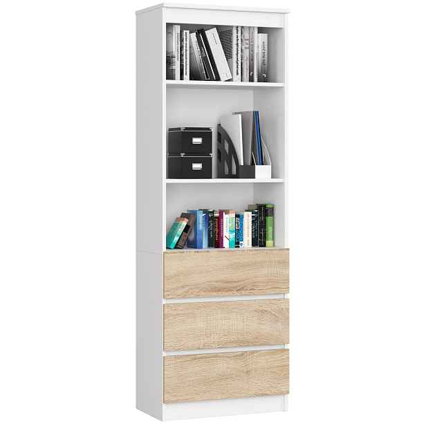 Ak furniture Knihovna Star 60 cm bílá/dub sonoma