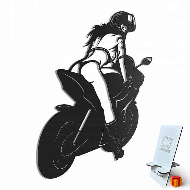 Dřevěný 3D obraz Dívka na motocyklu Nástěnná Dekorace Dárek XL