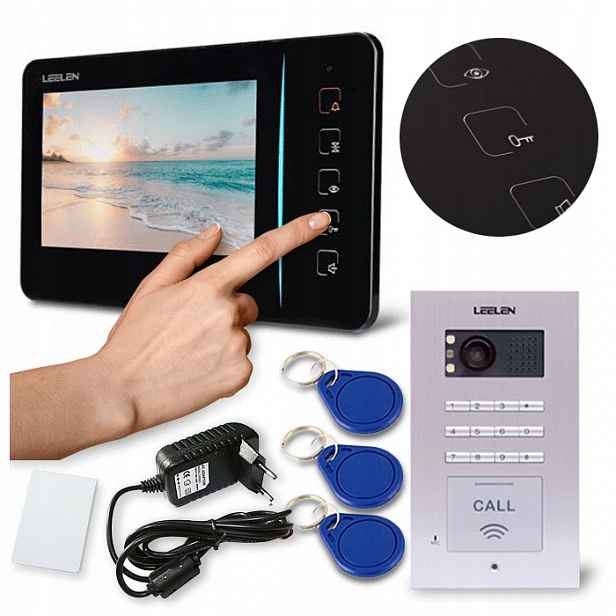 Set Videodomofon 7" Leelen JB305 N60 Furtka+ 2xBRÁNA, 3x Přívěsek Na Klíče pro interkom